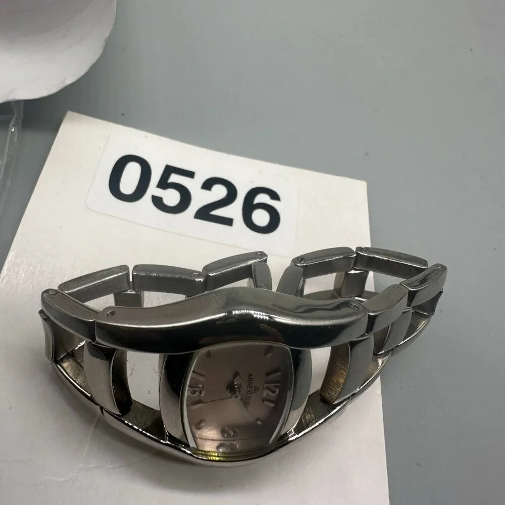 3/$30 Anne Klein Watch Women Pink Dial Silver Tone Bracelet Band 5.75